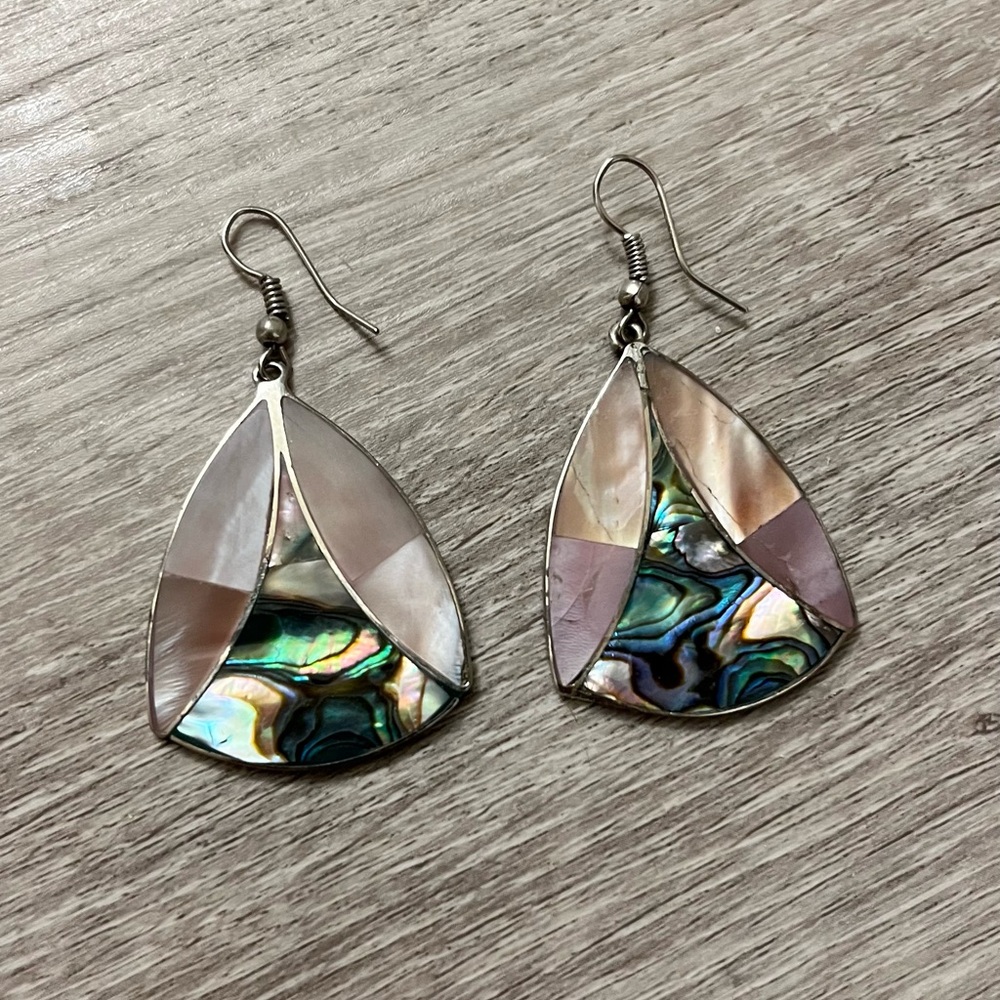 Sterling Silver Abalony Shell Earrings